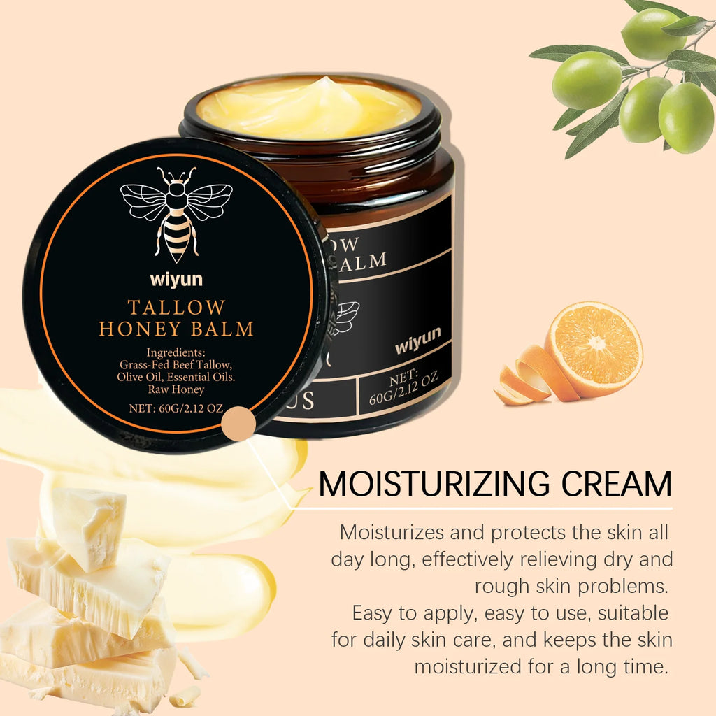 Tallow Crema al miele Glow Pelle idratante Migliora l'elasticità Sbiancamento morbido Migliora l'opacità Rassodante Lozione idratante viso corpo