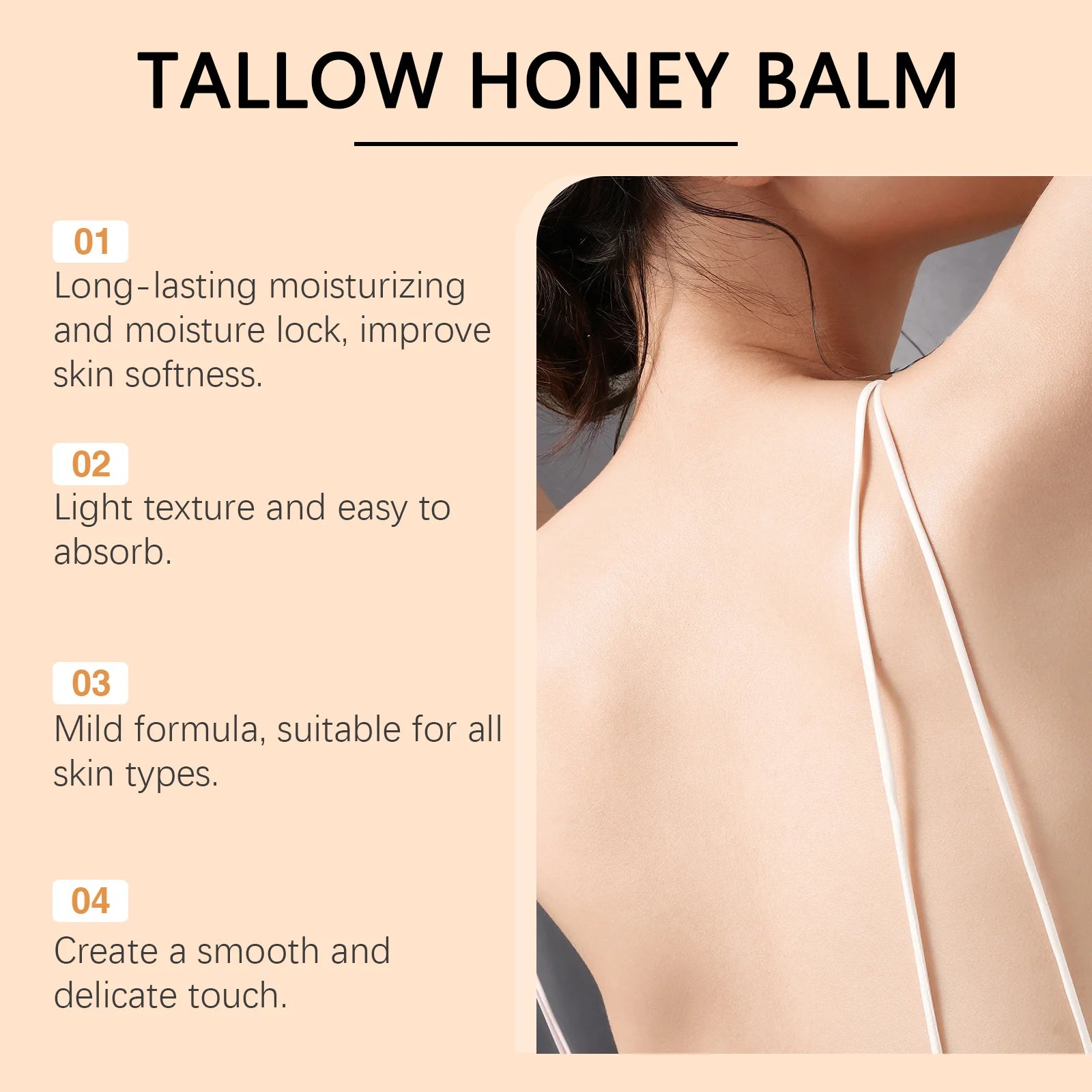 Tallow Crema al miele Glow Pelle idratante Migliora l'elasticità Sbiancamento morbido Migliora l'opacità Rassodante Lozione idratante viso corpo