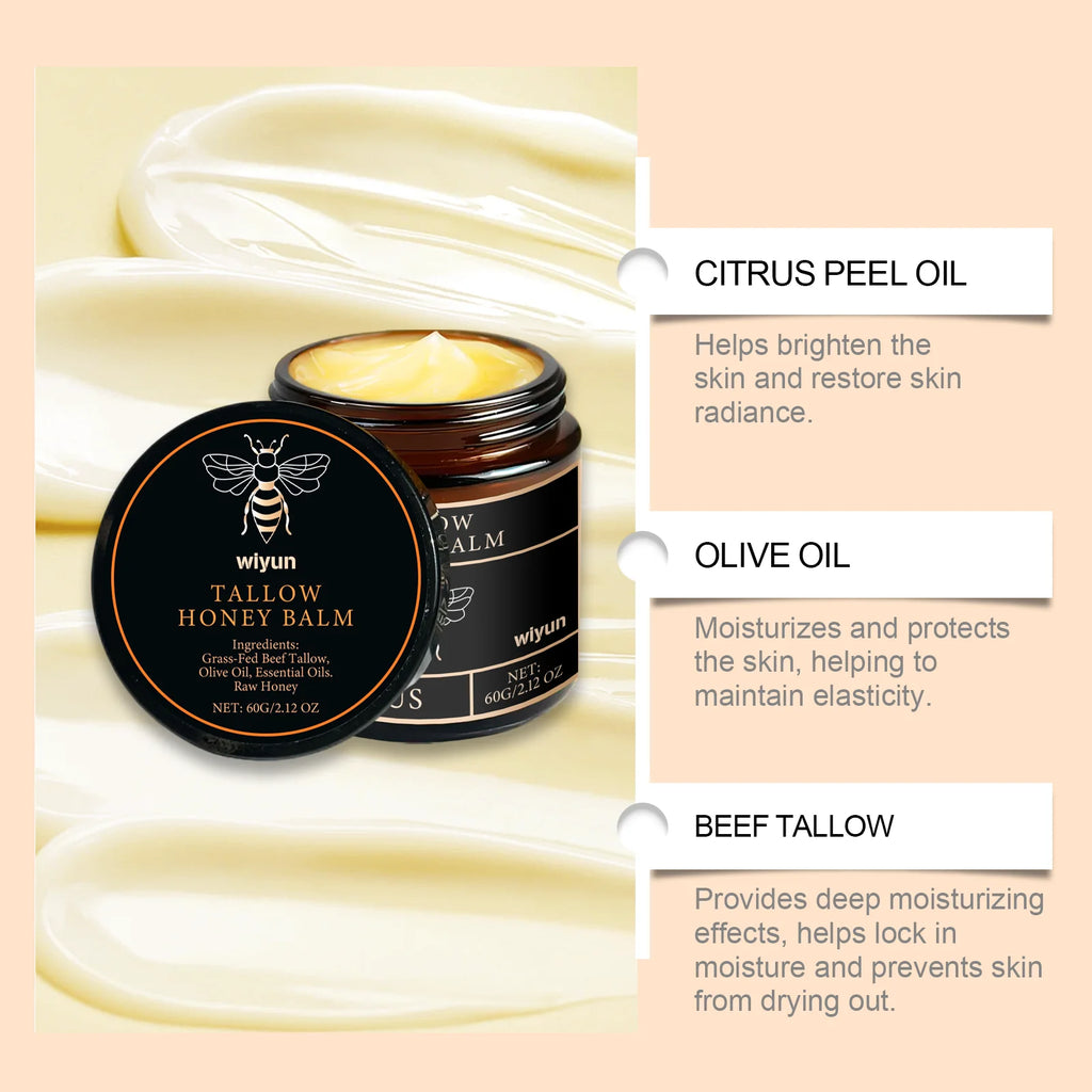Tallow Crema al miele Glow Pelle idratante Migliora l'elasticità Sbiancamento morbido Migliora l'opacità Rassodante Lozione idratante viso corpo