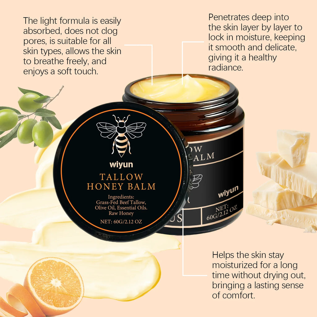 Tallow Crema al miele Glow Pelle idratante Migliora l'elasticità Sbiancamento morbido Migliora l'opacità Rassodante Lozione idratante viso corpo