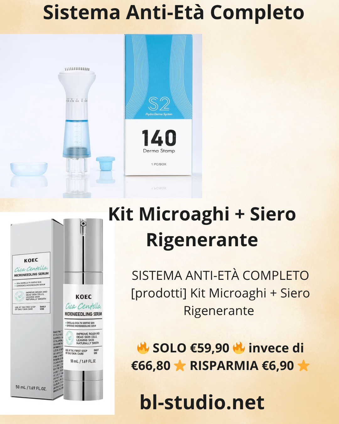Sistema Anti-Età Completo BL Studio - Kit Microaghi + Siero Rigenerante
